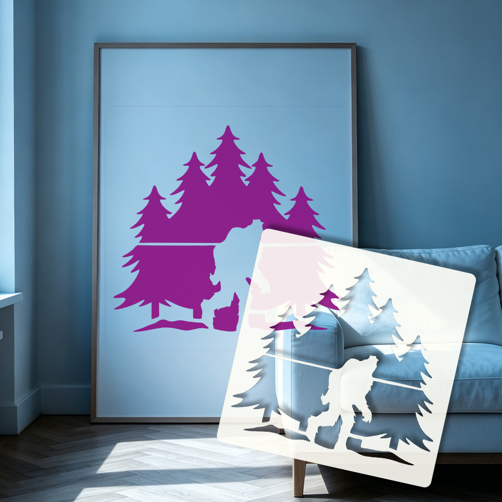 Natural Woodland Monkey & Forest Stamping Mold Template for Crafters